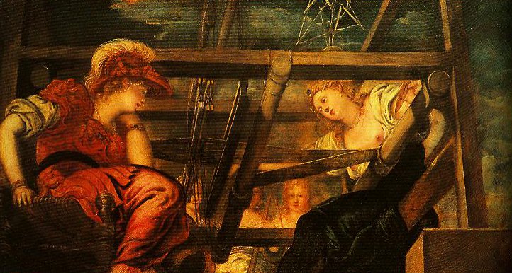 722x386 Athena And Arachne Painting Jacopo Tintoretto Oil Paintings - Athena Painting