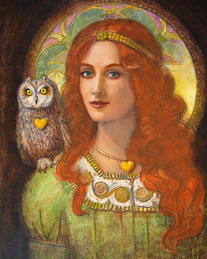 721x900 Athena And Her Owl Wise Ones Painting By Sue Halstenberg - Athena Painting