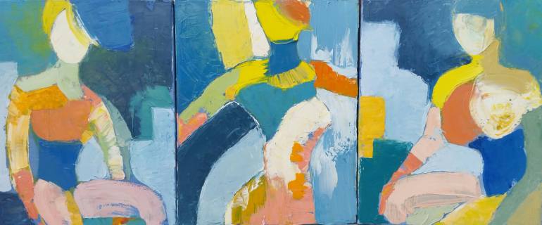 770x320 Saatchi Art Athletic Trio Painting By Iza Akhun - Athletic Painting