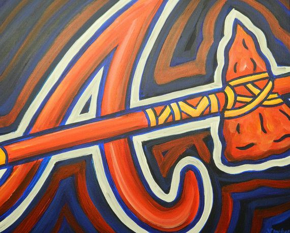 570x458 Atlanta Braves Painting Sports Art Baseball By Crockerart On Etsy - Atlanta Braves Painting