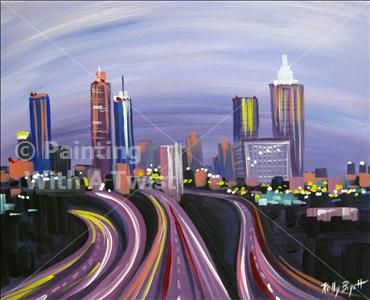 370x300 Atlanta Skyline Painting With A Twist Fingerprint Of A City - Atlanta Canvas Painting