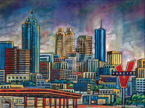 570x427 Atlanta Skyline Painting - Atlanta Skyline Painting