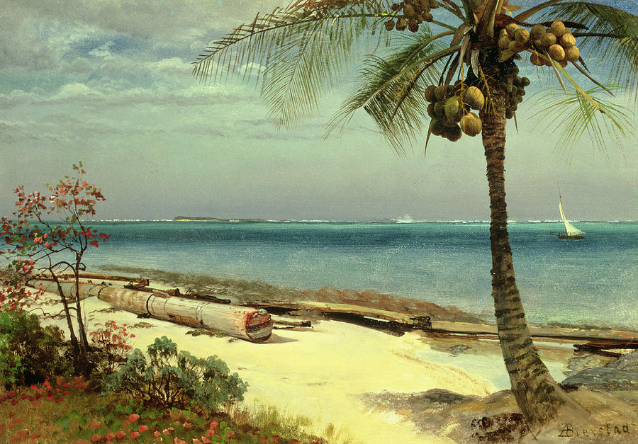 900x627 Tropical Coast Painting By Albert Bierstadt - Atlantic Coast Painting