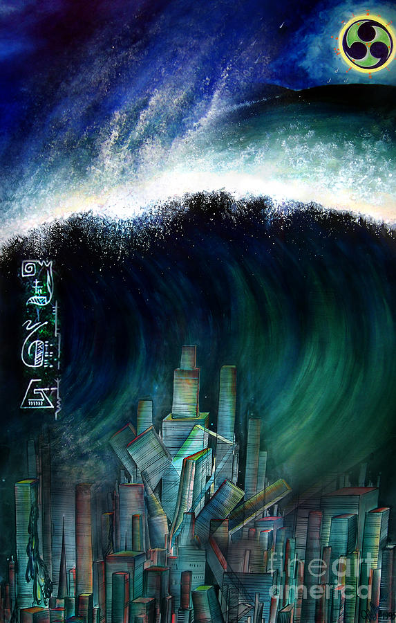 573x900 Tsunami That Destroyed Atlantis Painting By Sofia Metal Queen - Atlantis Painting