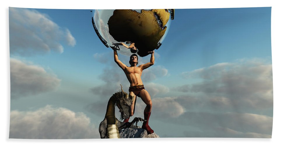 967x500 Atlas Greek God Bath Towel For Sale By Corey Ford - Atlas God Painting