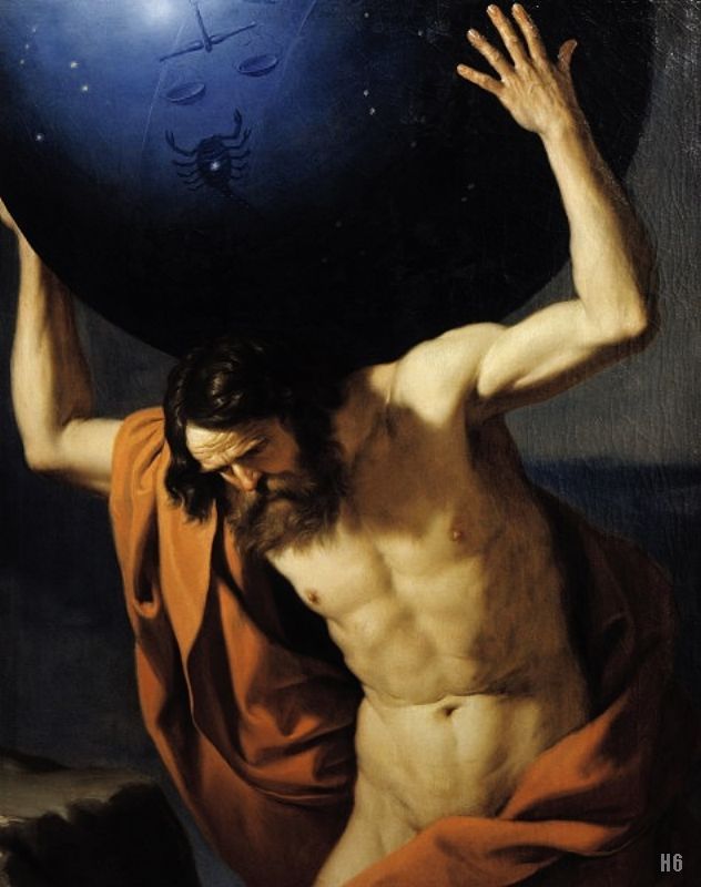 632x800 Atlas God Painting 27375 Loadtve - Atlas Holding The World Painting