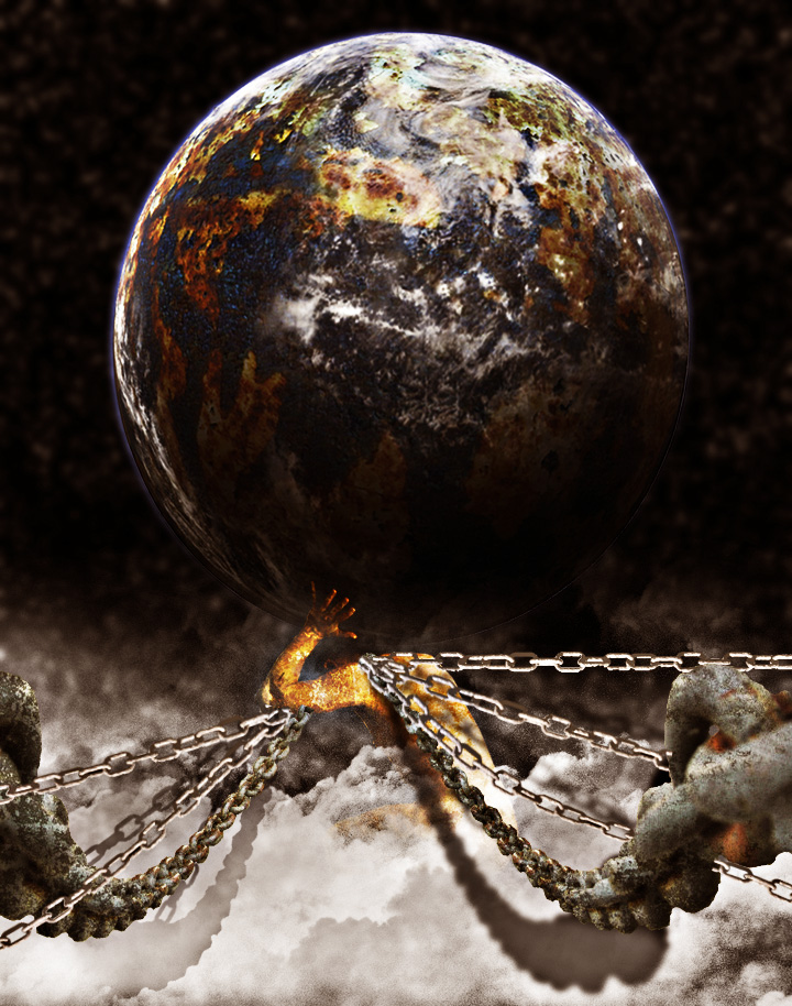 720x914 Atlas Holding The World By Dk Grizzly - Atlas Holding The World Painting