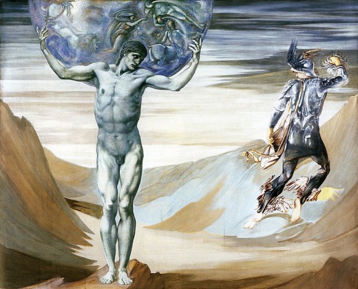 520x419 The Titan Atlas In Greek Mythology Owlcation - Atlas Holding The World Painting