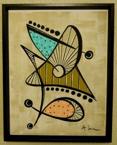 236x293 Mid Century Original Oil Painting By Charles J. Beauvais Listed - Atomic Painting