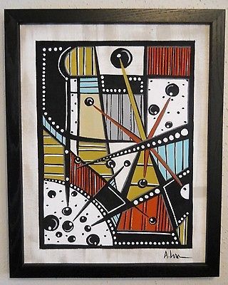 320x400 Original Abstract Atomic Painting Framed Mid Century Modern Style - Atomic Painting