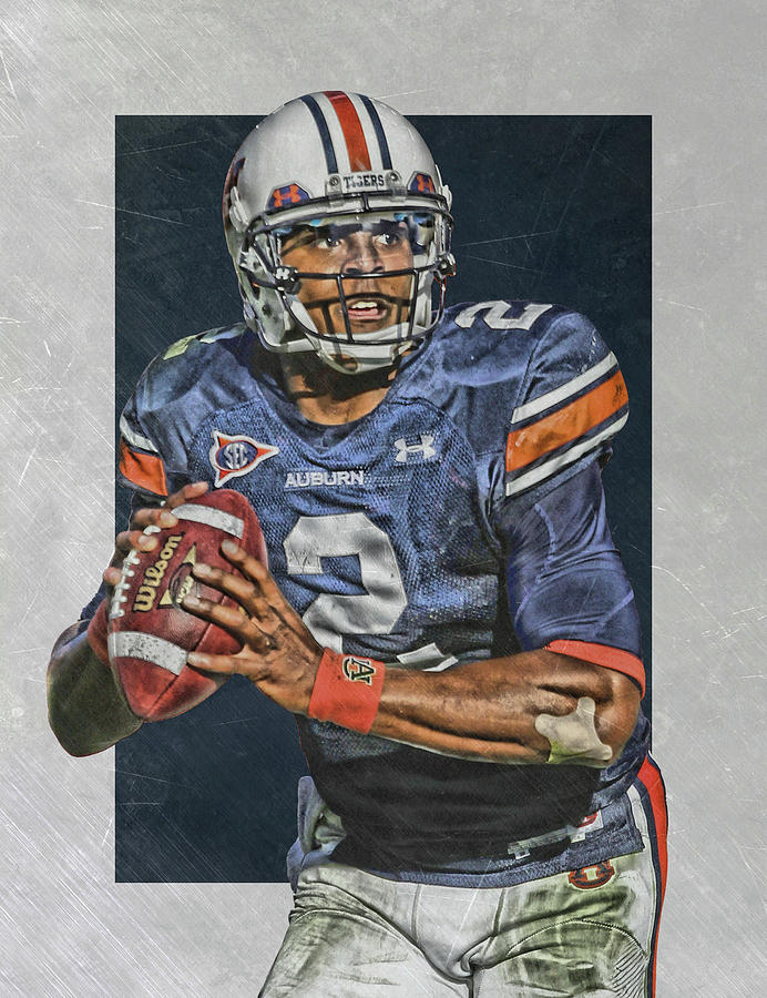 692x900 Cam Newton Auburn Tigers Art Painting By Joe Hamilton - Auburn Canvas Painting