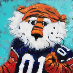 236x236 Auburn Tigers Painting By Justin Patten Held For Bee - Auburn Painting
