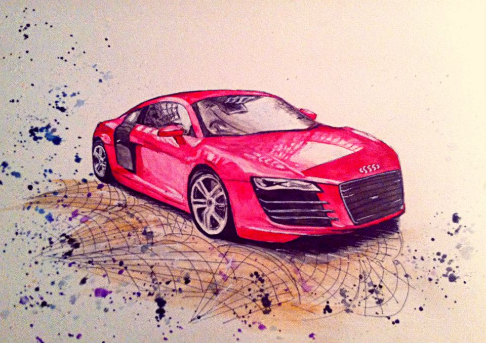 960x678 Commissioned Painting Pink Audi R8 By Letsliedownwithlions - Audi Painting