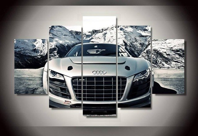 640x439 Unframed Printed Audi Car Drive On Snow Capped Mountains 5 Piece - Audi Painting