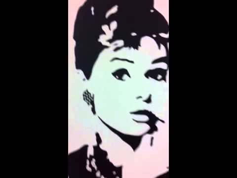 480x360 Original Canvas Painting Pop Art By Dominic Joyce - Audrey Hepburn Painting Canvas
