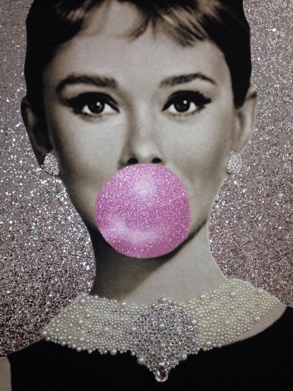 600x800 Wall Art Ideas Design Glittering 3d Effect Audrey Hepburn Canvas - Audrey Hepburn Painting Canvas