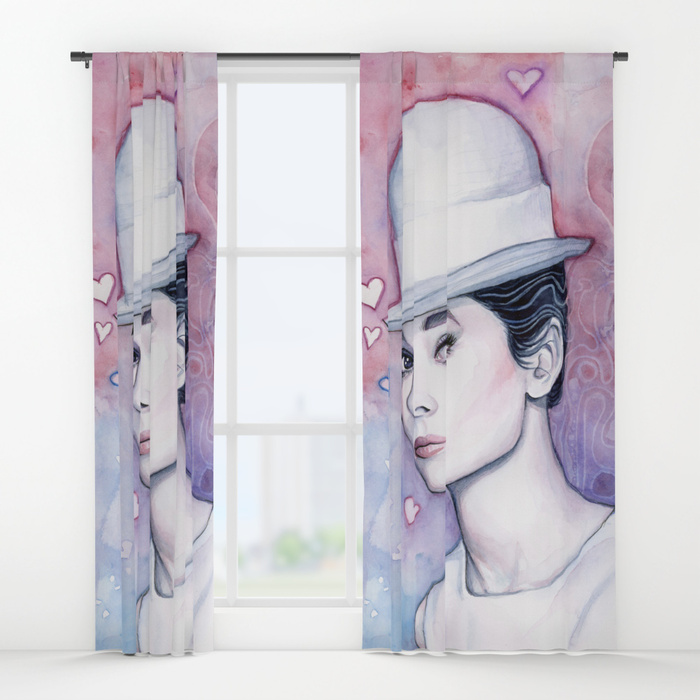 700x700 Audrey Hepburn Window Curtains By Olechka Society6 - Audrey Hepburn Watercolor Painting