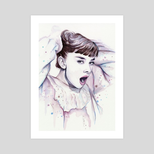 540x540 Purple Scream - Audrey Hepburn Watercolor Painting
