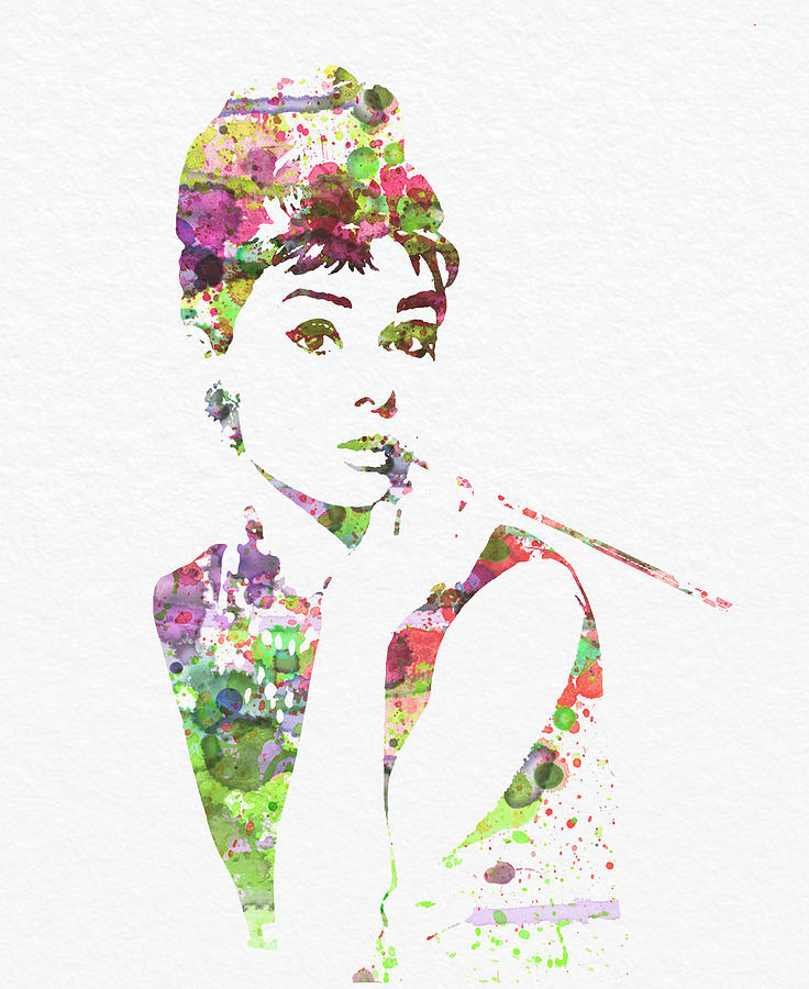 736x900 Audrey Hepburn 2 Painting By Naxart Studio - Audrey Hepburn Watercolor Painting