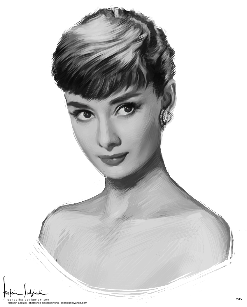 847x1052 Audrey Hepburn Digi Painting By Sahabiha - Audrey Painting
