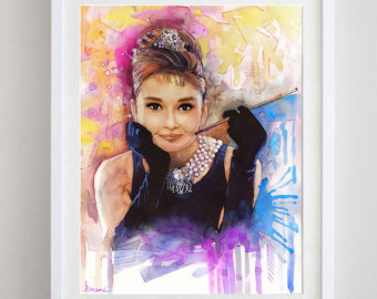 340x270 Audrey Hepburn Portrait Painting Print Audrey Hepburn Poster - Audrey Painting