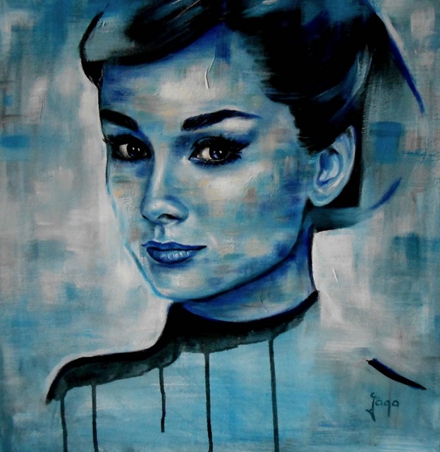 624x640 Jaga Szczepanik Artwork Audrey Hepburn Original Painting - Audrey Painting