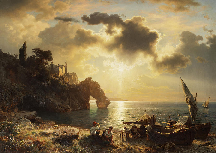 900x637 Landscape Painting By August Wilhelm Leu - August Painting