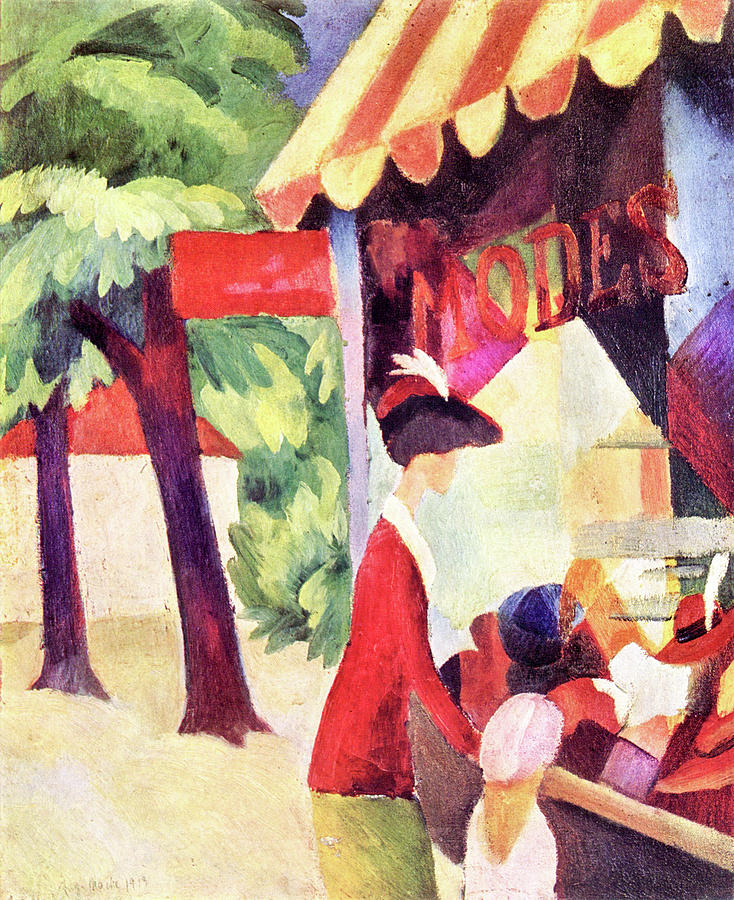 734x900 Woman With Red Jacket And Child By August Macke Painting By August - August Painting