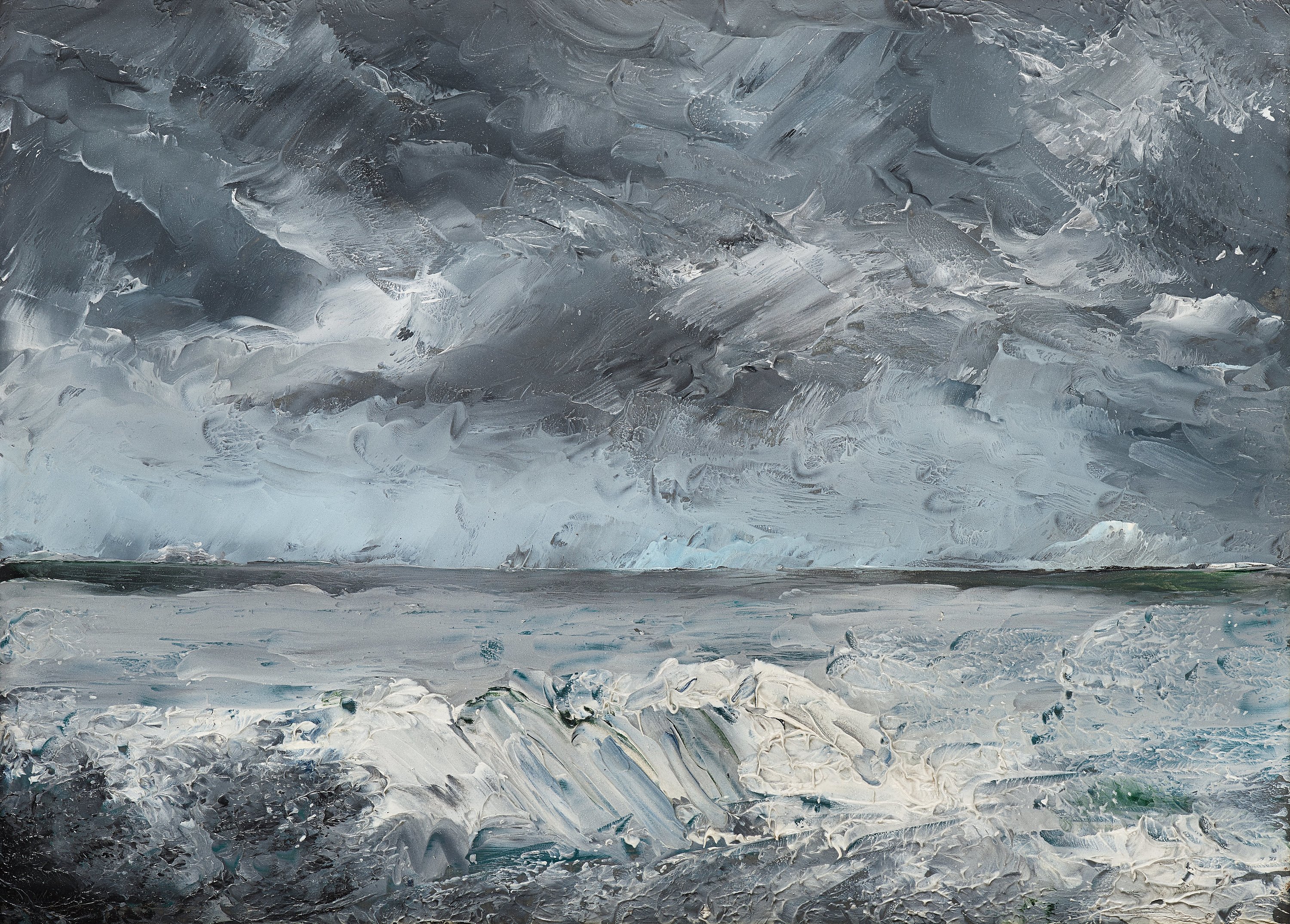 3000x2148 August Strindberg, Packis I Stranden (Ice Boulders On The Shore - August Strindberg Painting