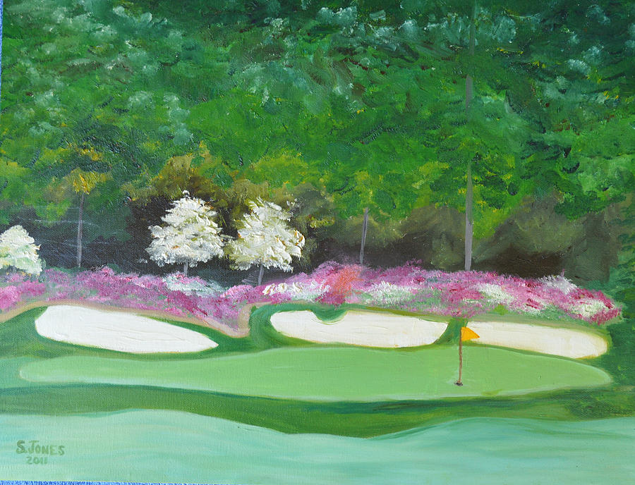 900x688 Augusta National Amen Corner Hole 12 Painting By Sally Jones - Augusta National Painting