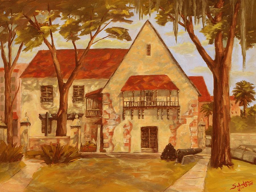 900x673 Government House St Augustine Fl Painting By Charles Schaefer - Augustine Painting