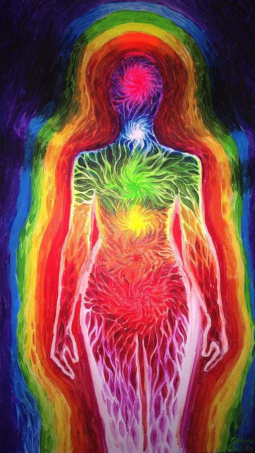 507x900 The Aura And The Chackra Energy Painting By Chirila Corina - Aura Painting