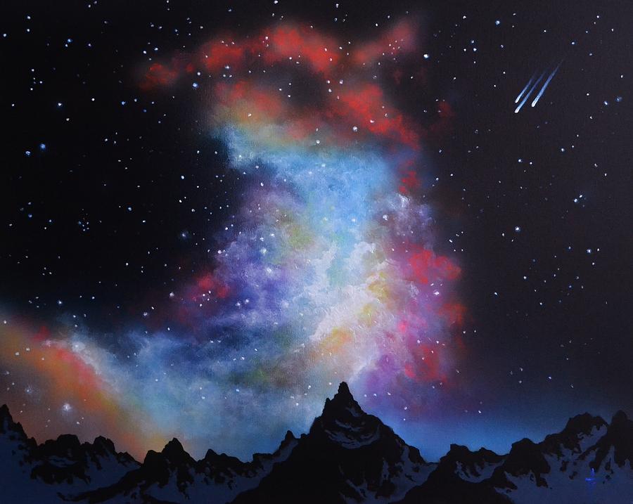 900x717 Aurora Borealis Painting By Thomas Kolendra - Aurora Borealis Acrylic Painting