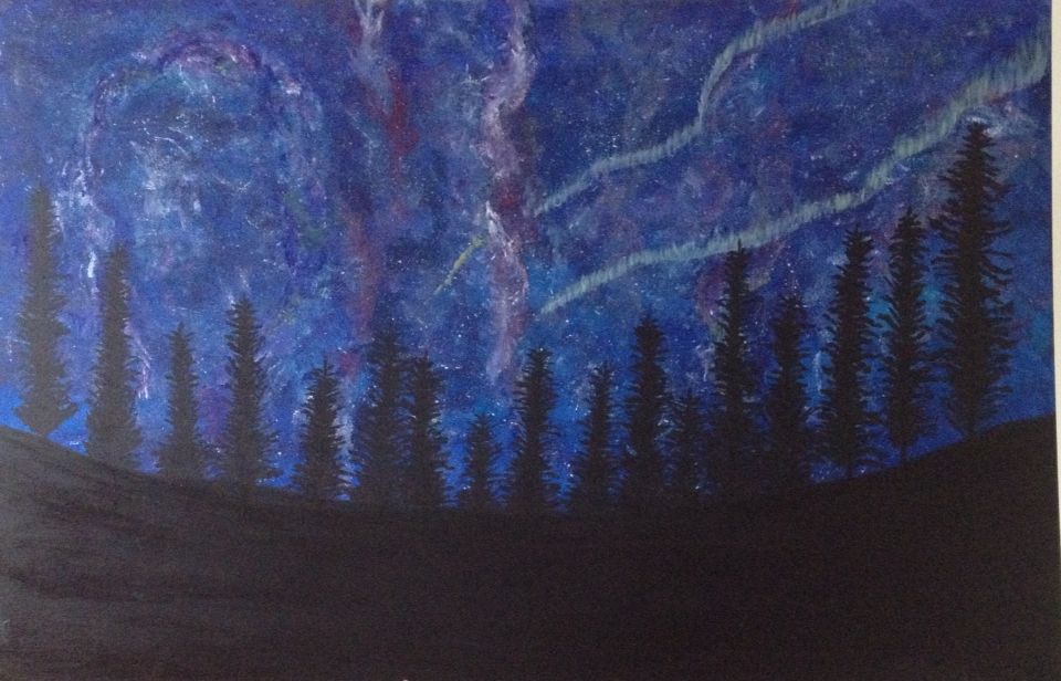 960x616 Aurora Borealis, Acrylic Painting With Galeria Wampn, By Elise Mb - Aurora Borealis Acrylic Painting