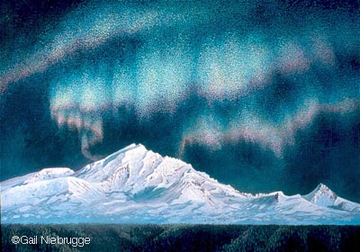 400x280 Drum's Northern Lights Original Painting Sold - Aurora Borealis Acrylic Painting