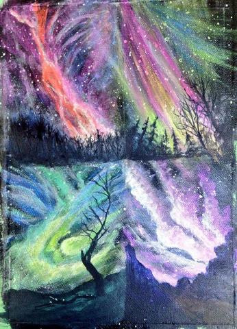 346x480 How To Paint Northern Lights In Acrylic Paint, The Easy Way - Aurora Borealis Acrylic Painting