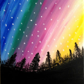 354x354 Northern Lights Painting Acrylic Painting From Preethiart - Aurora Borealis Acrylic Painting