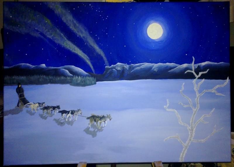 800x570 Aurora Borealis Acrylic Painting - Aurora Borealis Acrylic Painting