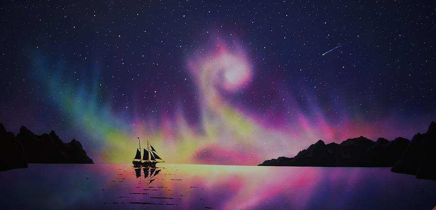 900x433 Aurora Borealis Painting Best Of Aurora Borealis By Ship 2 - Aurora Borealis Painting
