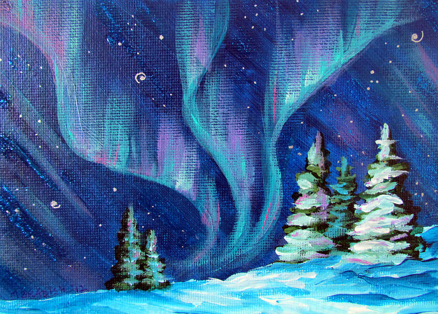 900x644 Aurora Borealis Painting By Marion Bradish - Aurora Borealis Painting