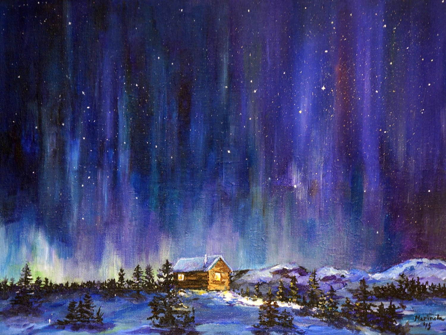 1500x1128 Aurora Borealis - Aurora Borealis Painting