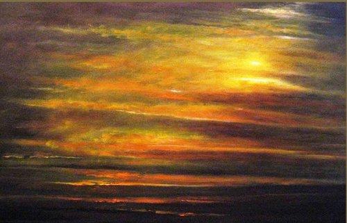 500x321 Aurora Borealis By Cecilia Flaten (2017) Painting Oil On Fabric - Aurora Borealis Painting