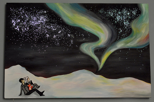 500x333 Aurora Borealis Painting I Made This Painting For Blake - Aurora Borealis Painting