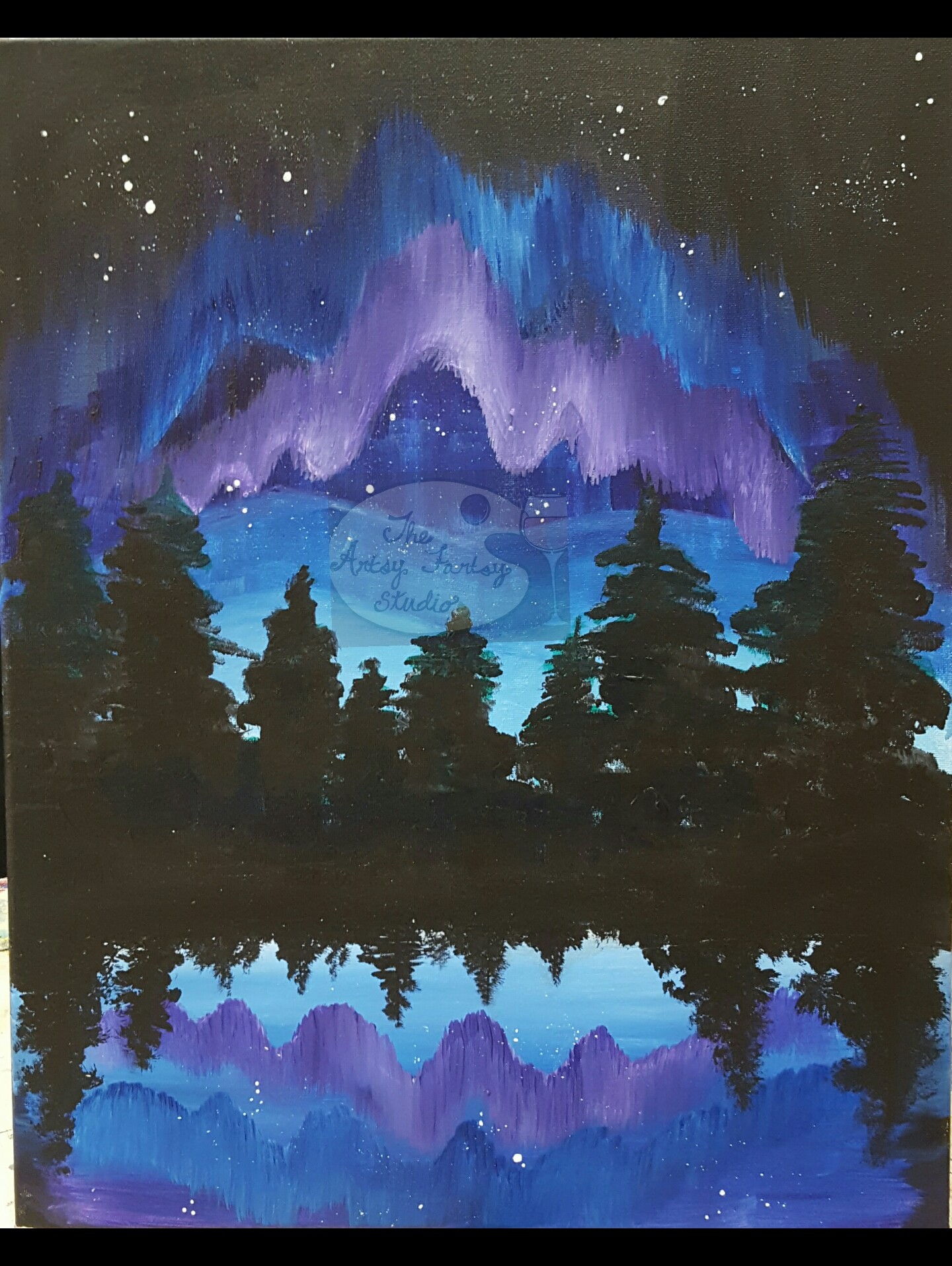 1440x1916 Aurora Borealis The Artsy Fartsy Studio - Aurora Borealis Painting