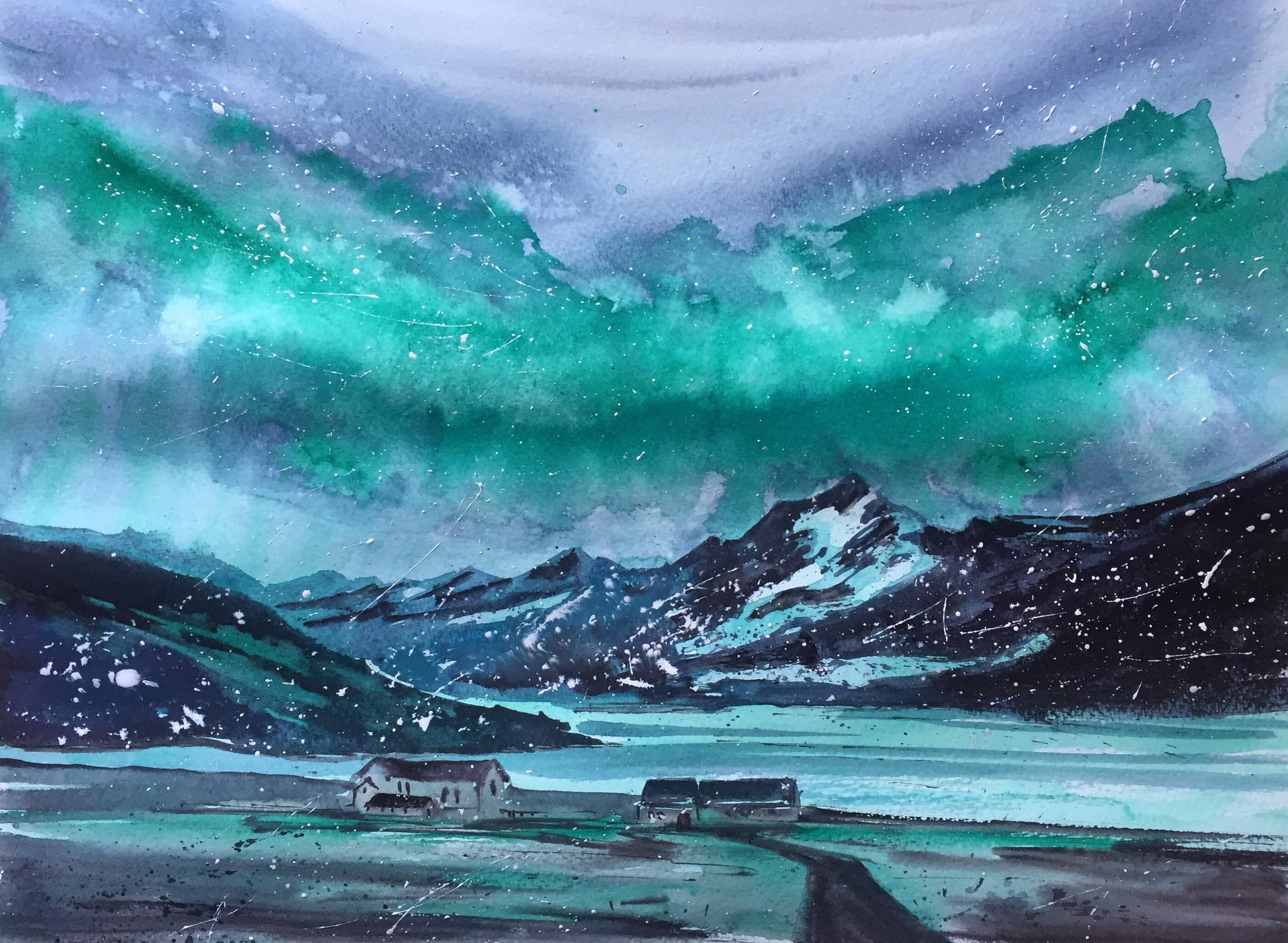 2808x2058 Aurora Borealis. Watercolor. 40x30cm. Visit Httpwww - Aurora Borealis Painting