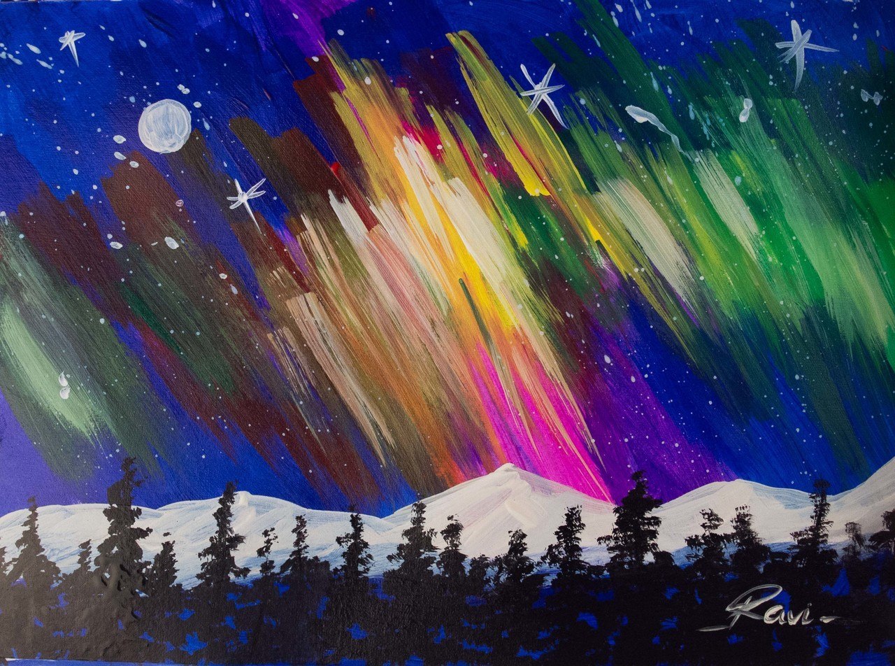 Aurora Borealis Painting at PaintingValley.com | Explore collection of ...