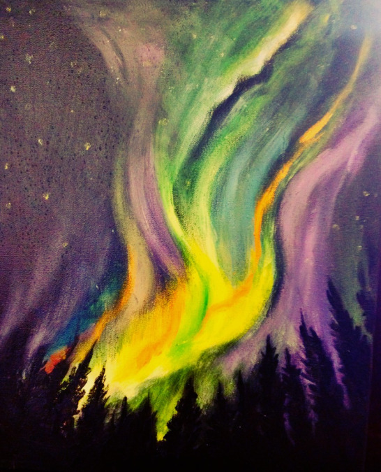 546x675 Northern Lights - Aurora Borealis Painting