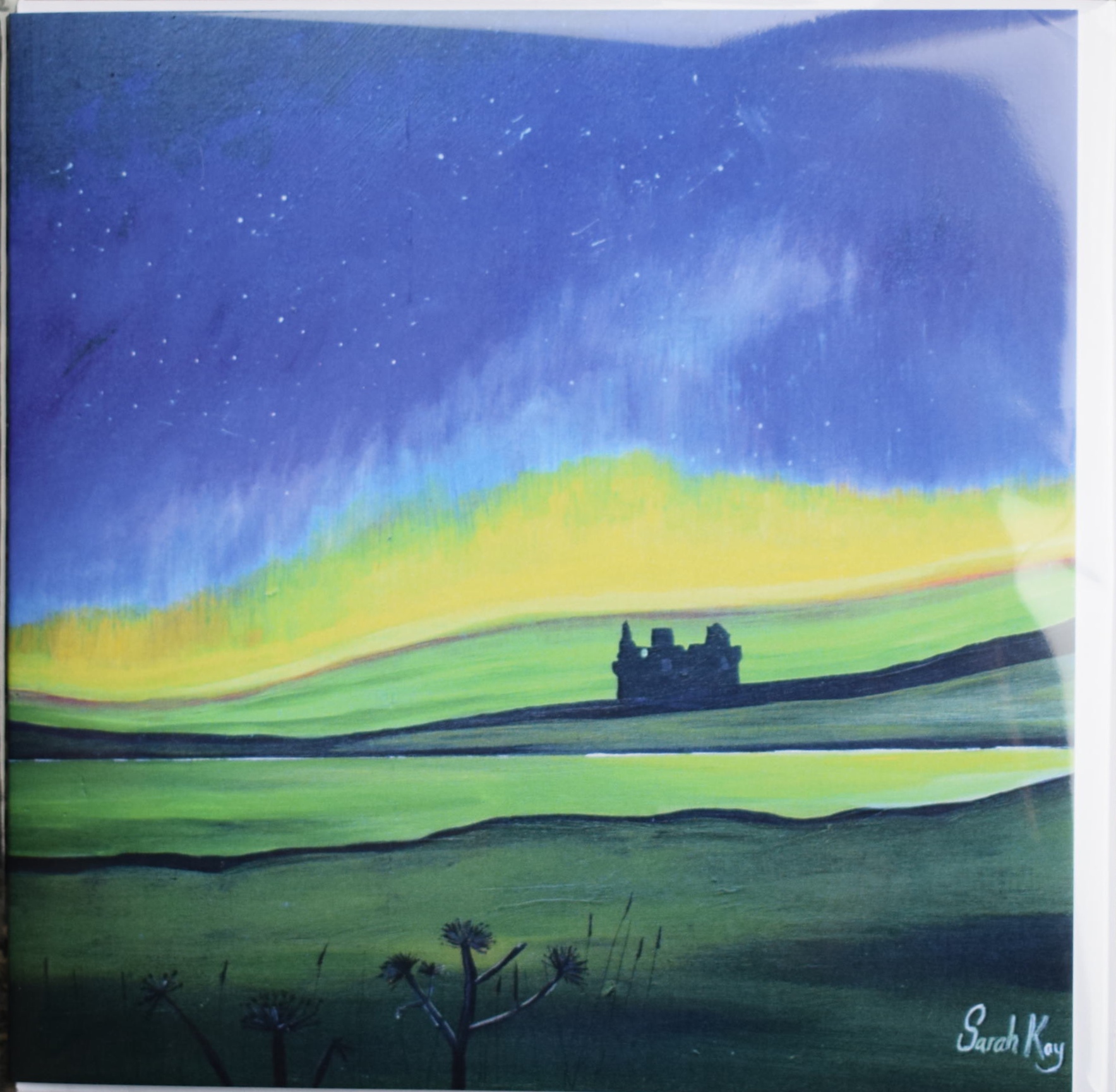 1767x1728 The Scalloway Castle Greetings Card, Printed From Sarah Kay'S - Aurora Borealis Painting