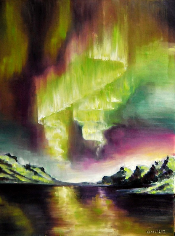 591x800 Vera Cauwenberghs Fine Art Painter Oil Painting Aurora Borealis - Aurora Borealis Painting