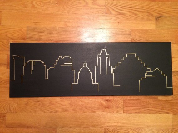 570x428 Austin Tx Skyline Silhouette Painting 12 X 36 - Austin Skyline Painting